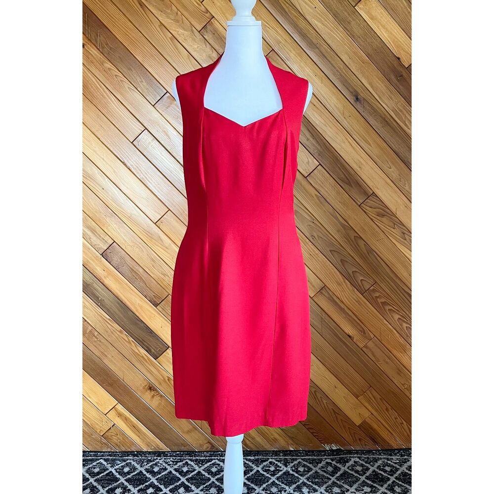 Vintage 80s/90s Red Woven Backless Sheath Dress